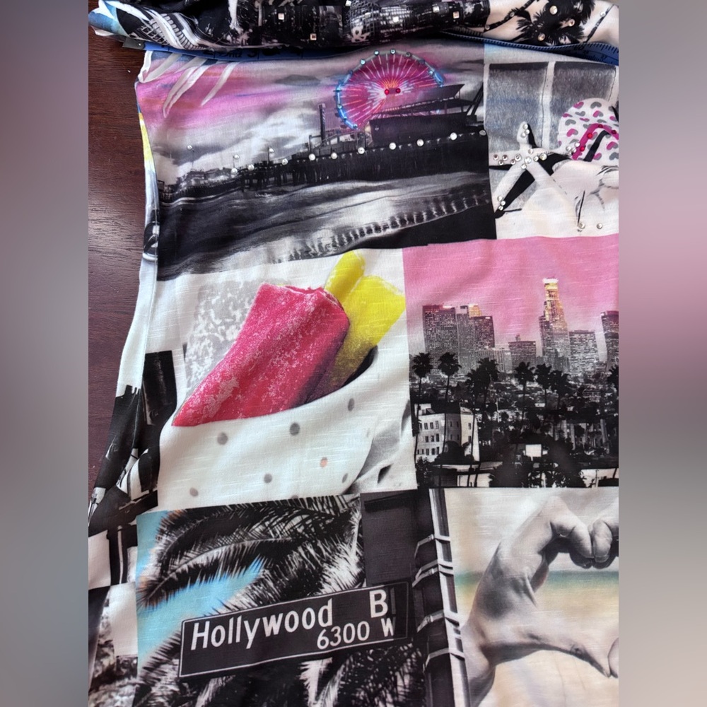 Style & CO LA Themed Graphic Tee with Fringe and sparkly gems! - Picture 3 of 16